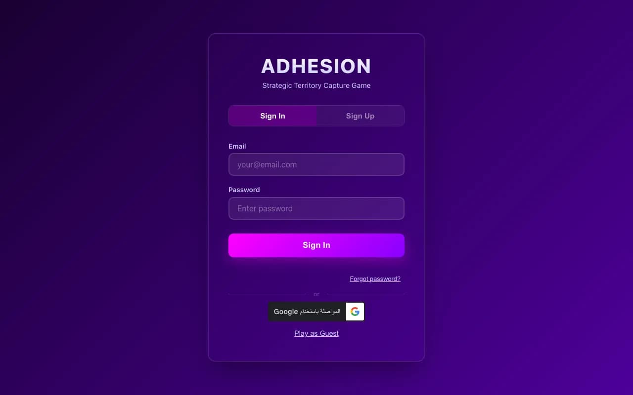 adhesiongame.com — Browser strategy game