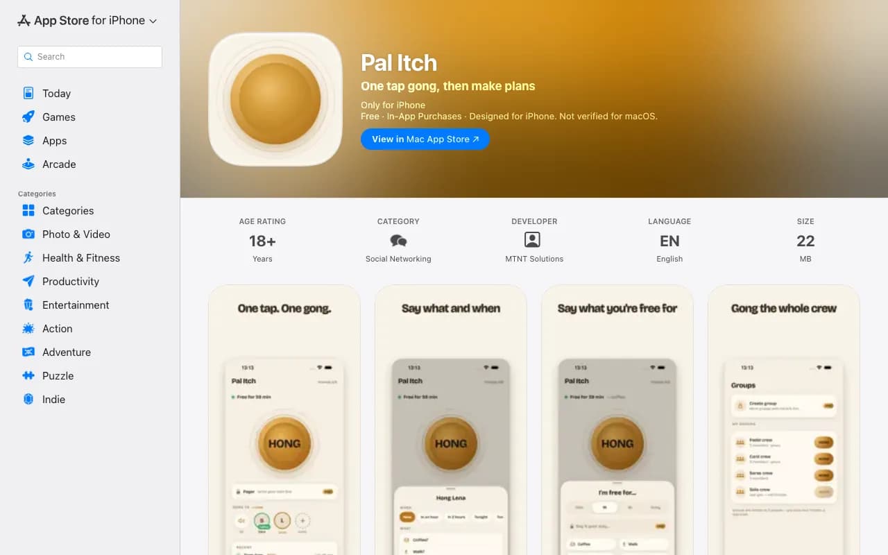 Pal Itch — iPhone app